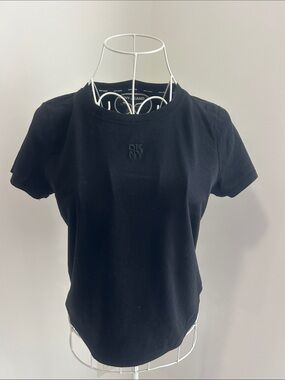 ✨PERFECT DKNY Jeans Black Embroidered Logo T-Shirt Short Sleeve Tee Top/ Size S
